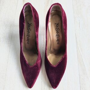 Yves Saint Laurent Deep Red Velvet Heels